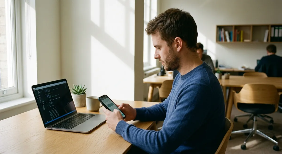 Développeur testant une application mobile